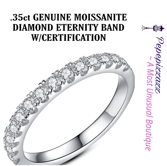 GENUINE Moissanite Wedding Band, Wedding Rings 0.35ct D Color VVS1 - Picture 1 of 14
